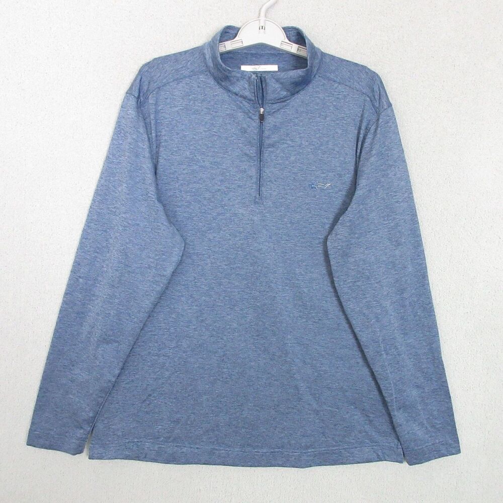Greg Norman‎ Pullover Mens L Blue Quarter Zip Golf Shark Logo Performance
